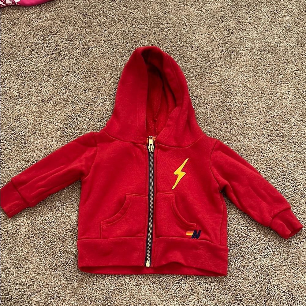Aviator Nation Red and Yellow Lightning Bolt Hoodie
